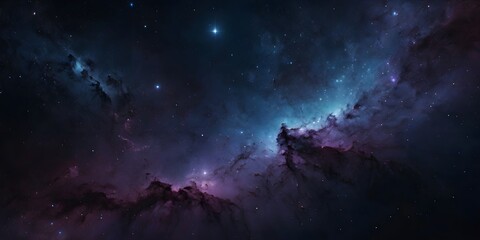 Fototapeta premium Vast Deep Space Nebula with Bright Stars in Colorful Cosmic Scene