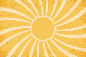 Summer sun. Vector abstract vintage radial rays. Retro wavy background for poster psychedelic 70s design