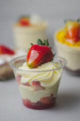 dessert with strawberry and cream