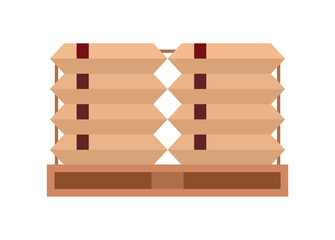 Cement bags stack on the pallet. Simple flat illustration.