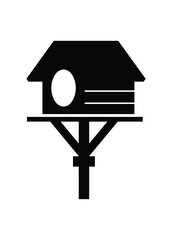 Empty pigeon house. Simple illustration in black and white.