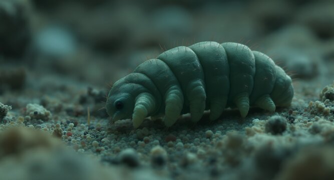 Extreme Closeup of Water Bear on Rough Surface