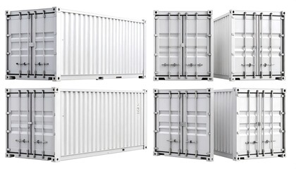 Four white shipping containers