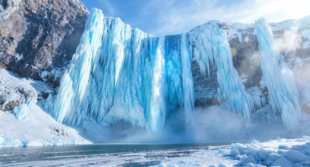 Frozen Waterfall in Winter Wonderland