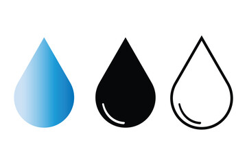 Water drop icon set. Minimalistic drop icon set design, water drop icon set on white background. Vector illustration. 