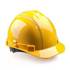 Yellow safety construction helmet isolated on white background