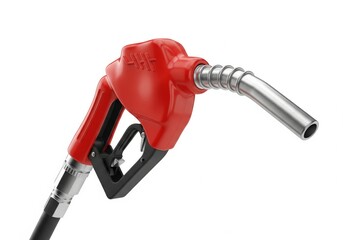 Red Gasoline Fuel Nozzle Isolated on White Background – Fuel Pump Close-Up