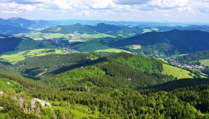 Obraz premium Panoramic Mountain Valley Landscape