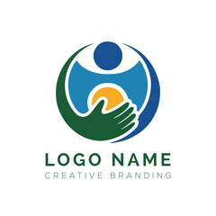 family care logo design vector. Adoption and social network logo design
