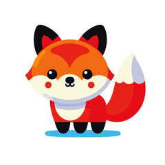 Cute Smiling Fox Cub with Heart Symbol in Black Silhouette Style