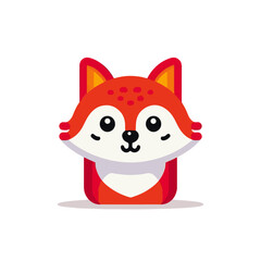 Cute Smiling Fox Cub with Heart Symbol in Black Silhouette Style