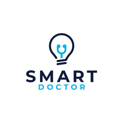 light bulb with medical stethoscope logo concept