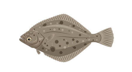 Flatfish Illustration: Seafood, Marine Life and Aquatic Creature