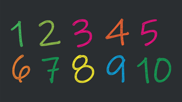 Simple Chalkboard Style Numbers 1-10