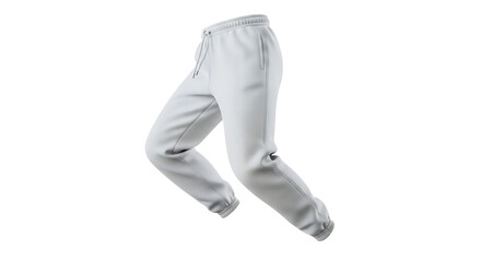 Naklejka premium White jogger pants in soft fleece with cuffed ankles and waistband drawstring on Transparent Background