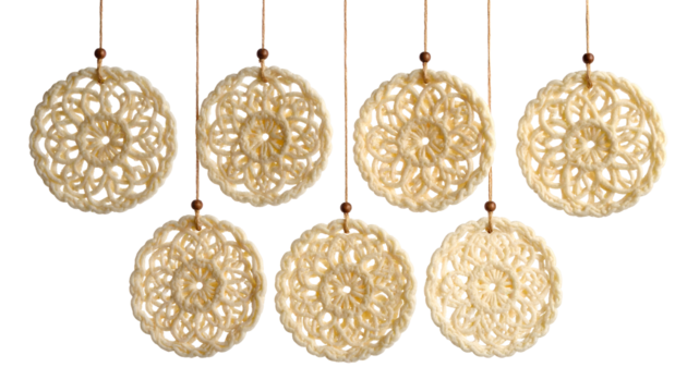 kerupuk, indonesian crackers hanging with string isolated on transparennt png
