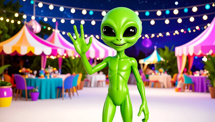 Alien waves at night party.