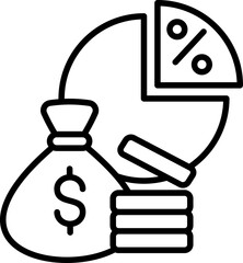 Black profit margin icon - outline