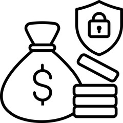 Black financial security icon - outline