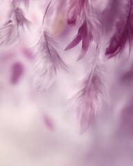 Obraz premium Delicate, soft-toned feathers in a light purple hue.