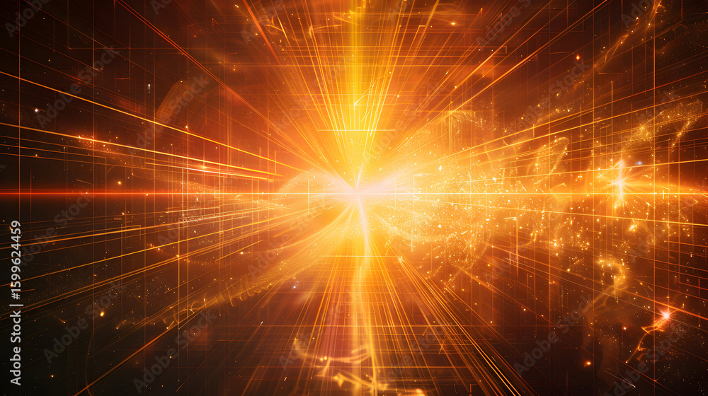 Aufkleber abstract fractal grid background with a glowing central point of light energy