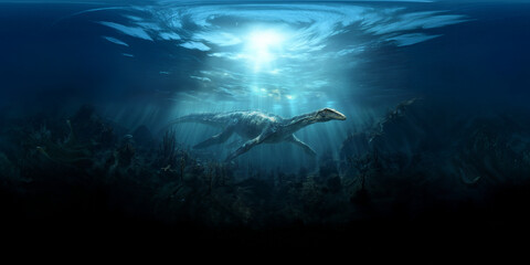 Obraz premium Elasmosaurus 8K VR 360 Equirectangular Spherical Panorama