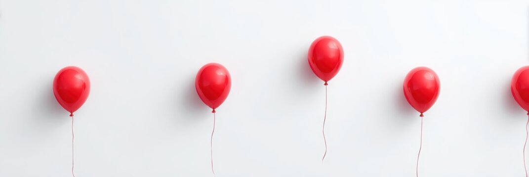 Four red balloons on a white background