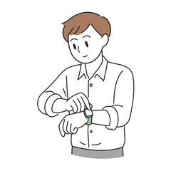スマートウォッチを操作する男性のイラスト