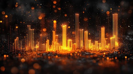 Fototapeta premium Glowing Metropolis: A Digital Cityscape at Night