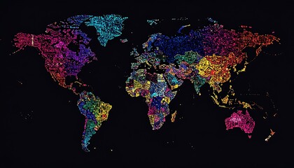 Fototapeta premium Vibrant world map with colorful details