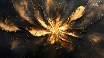 Elegant golden flower with dark background, creating a luxurious artistic effect