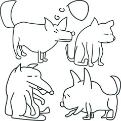 Cartoon funny animals, where there is a dog, a cat and a wolf.