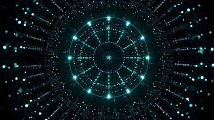Futuristic abstract background with circular blue light design and data stream