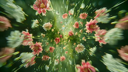 Floral explosion of color and light: A dynamic journey through a garden dream