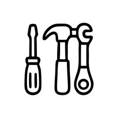 Simple Line Art of Essential Tools for Repair and Construction.