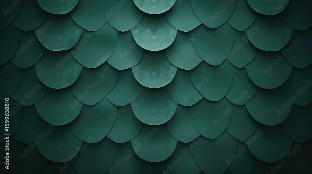 Poster abstract green geometric pattern with layered shapes. digital artwork of 3d rendering with dark gree