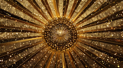 Golden rays radiating from an ornate central medallion creating a burst of light