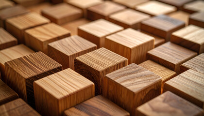 Wooden Cubes Texture Background.