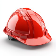 Red construction helmet 3d icon on white background