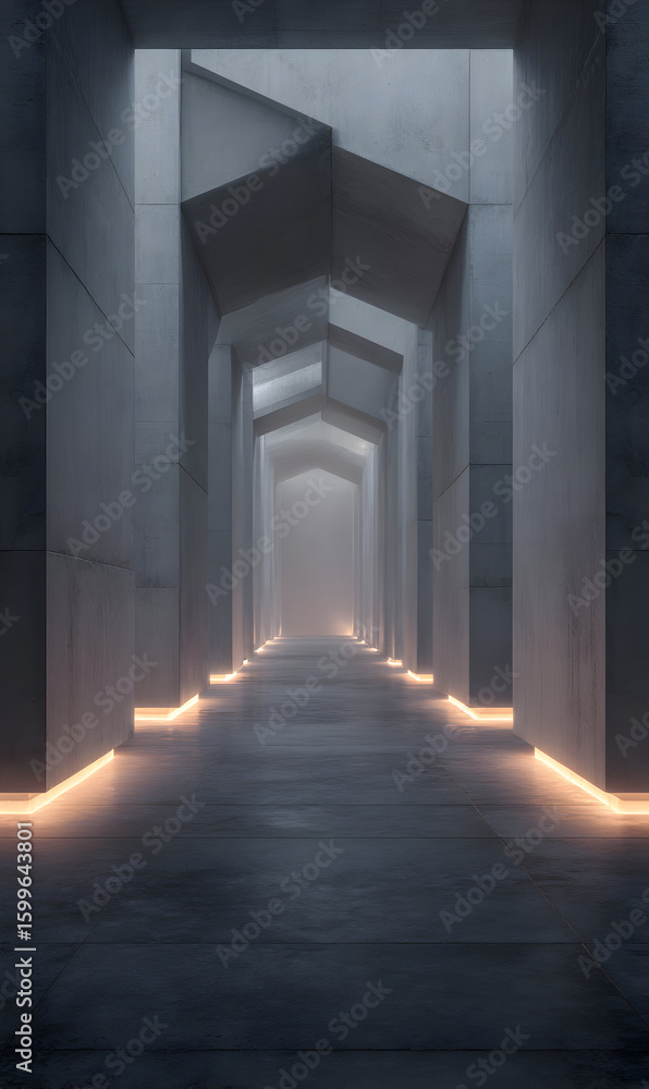 Poster explore a striking architectural tunnel with geometric shapes and concrete textures a modern buildin