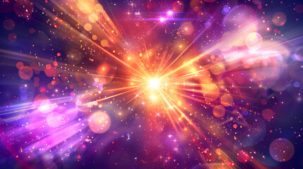 Radiant explosion of light and color bursting through a cosmic galaxy space