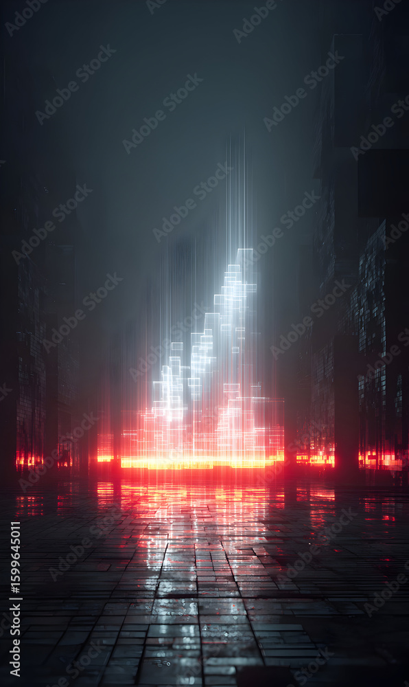 Poster mysterious city street bathed in neon glow an enigmatic cityscape with futuristic elements reflected