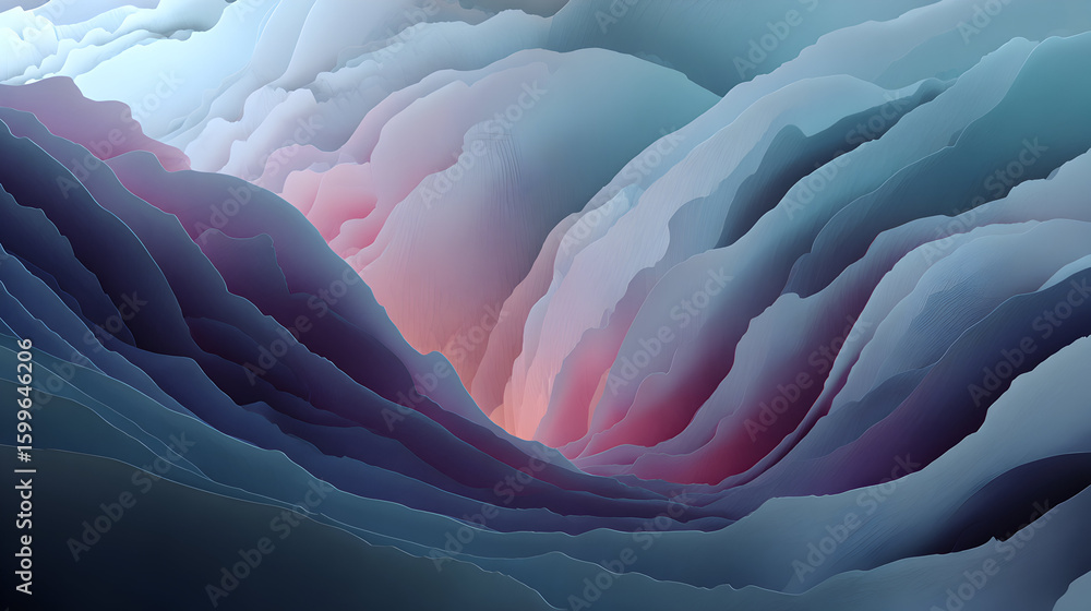 Aufkleber abstract landscape with soft pastel hues and dynamic layered formations evokes a sense of serene bea