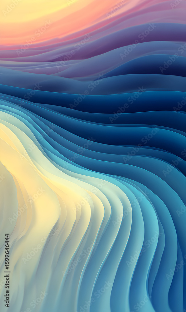 Poster abstract flowing gradient waves background with smooth layers and vibrant color transitions creating