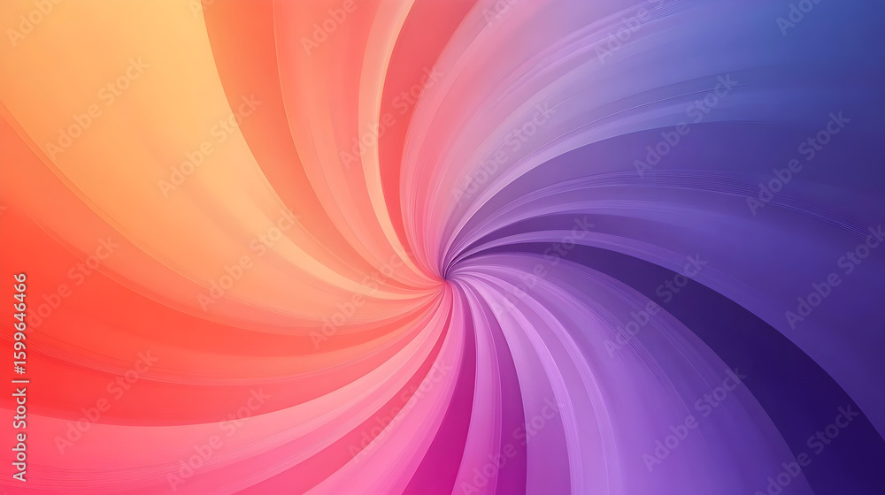 Poster vibrant color spectrum spiral radiating from a central point in gradient shades