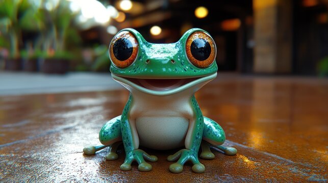 A cheerful frog figurine