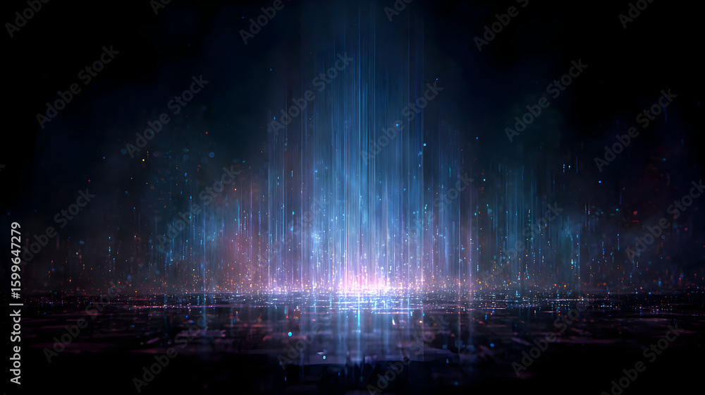 Poster abstract technology futuristic background with glowing light trails and reflections creating a dynam