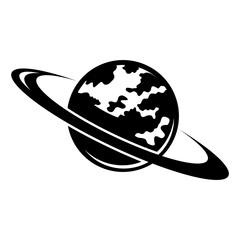 Ringed planets, vector silhouette