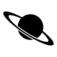 Ringed planets, vector silhouette