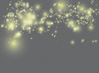 White sparks and stars glitter special light effect. Sparkling magic dust particles.